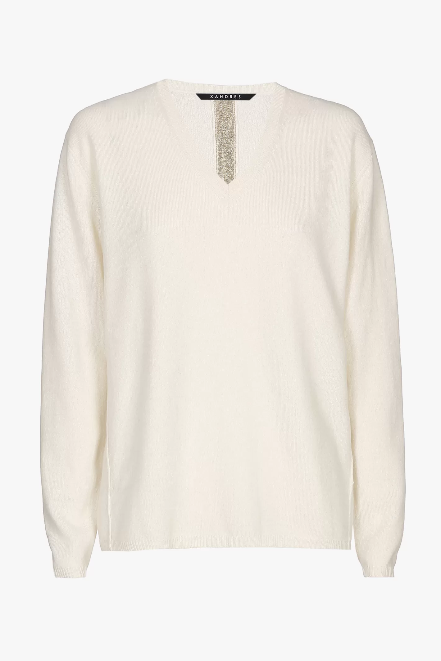 Femme Xandres Pull en cachemire blanc à col en V