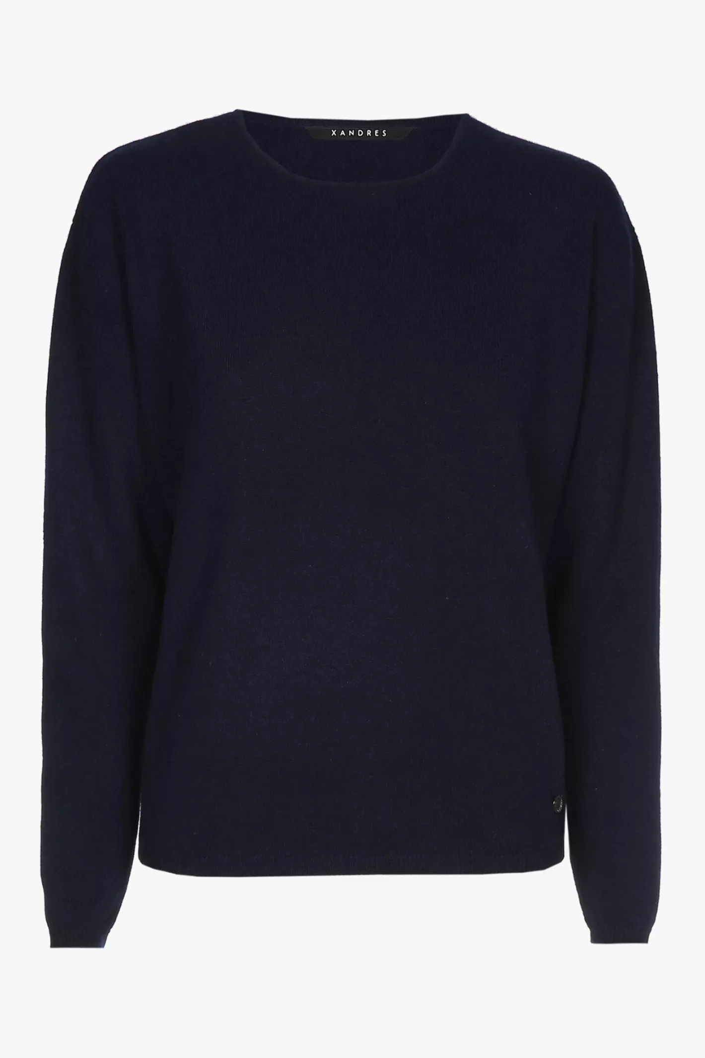 Femme Xandres Pull en cachemire bleu marine à col rond