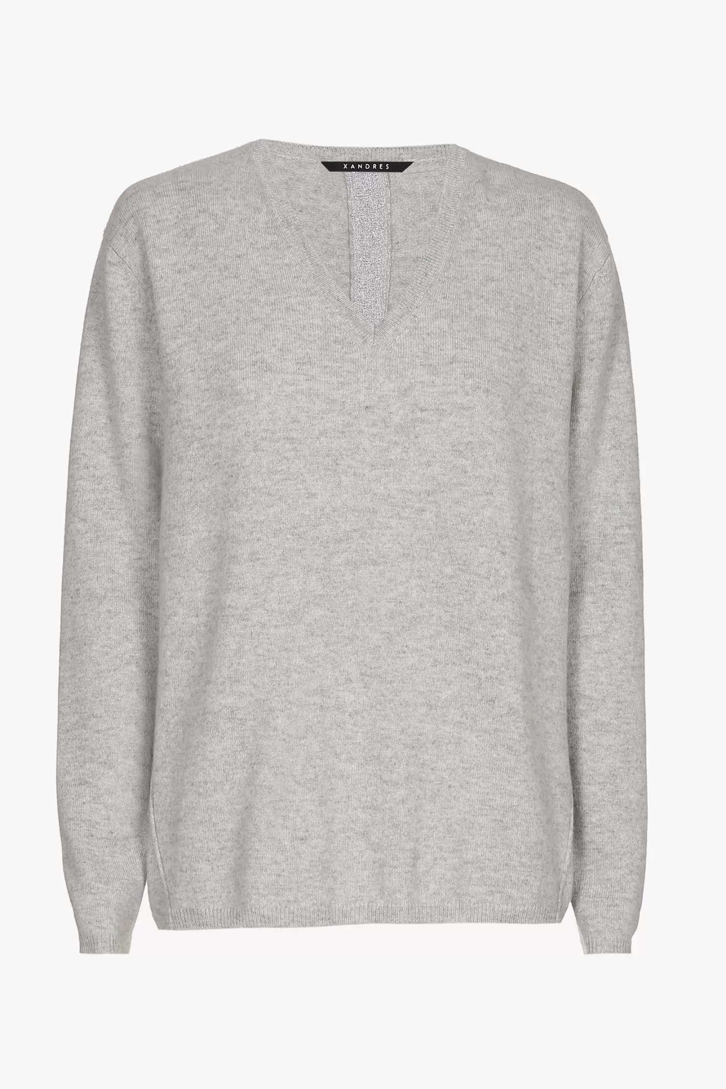 Femme Xandres Pull en cachemire gris à col en V