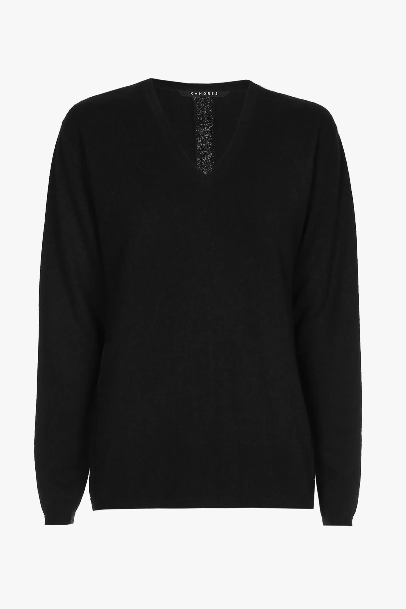 Femme Xandres Pull en cachemire noir à col en V