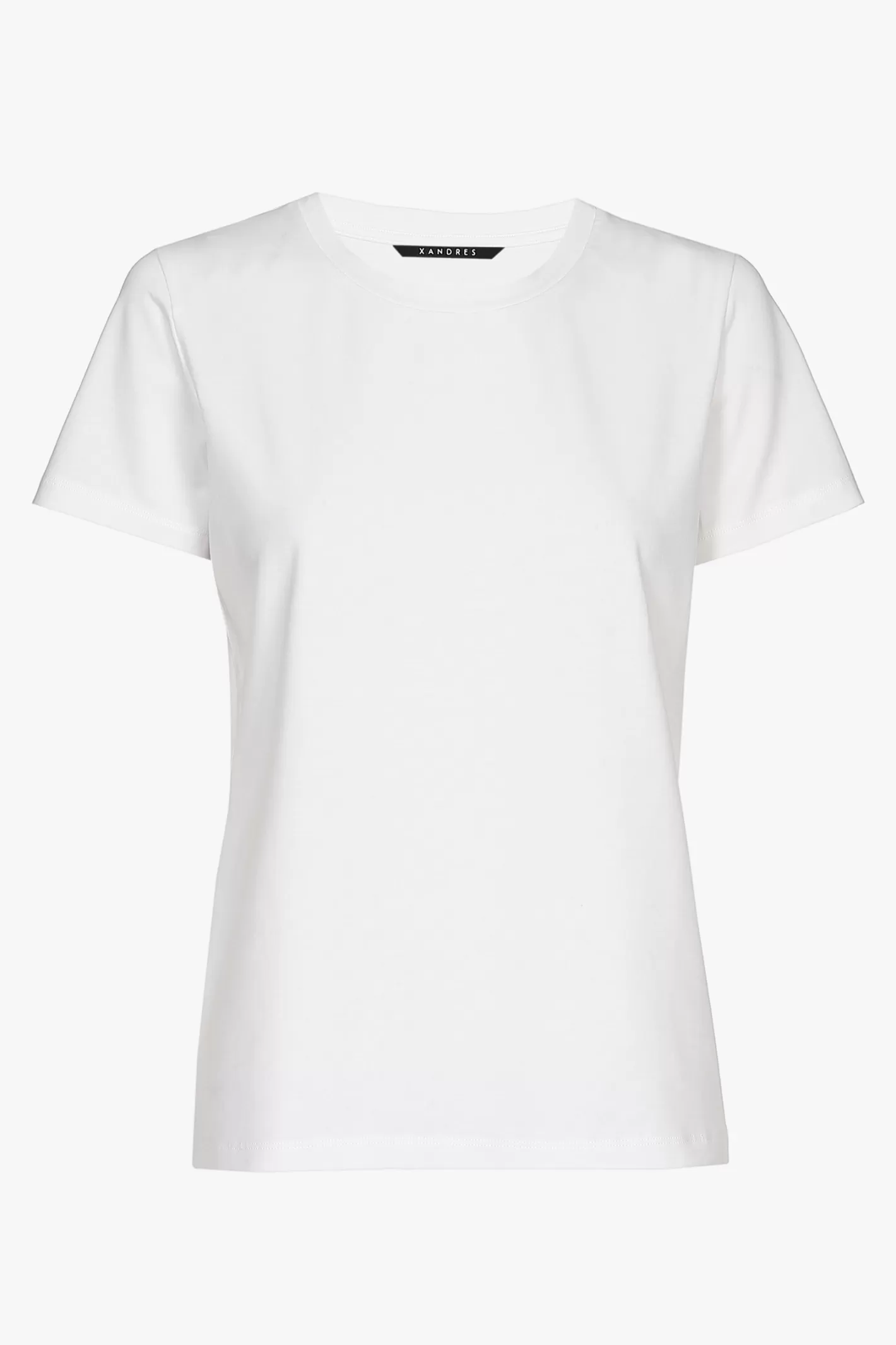Femme Xandres T-shirt blanc à manches courtes et col rond