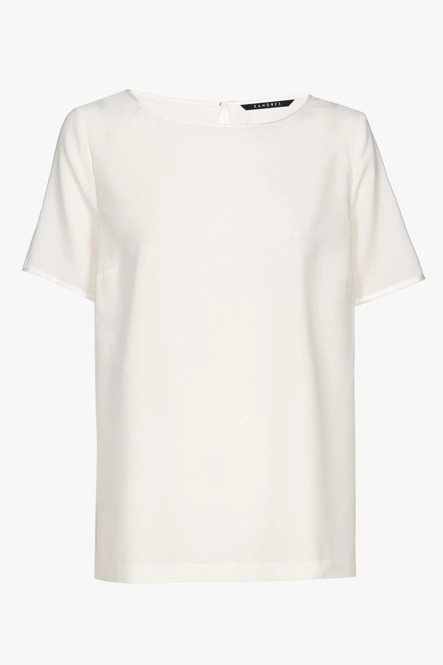 Femme Xandres T-shirt en soie blanc à manches courtes