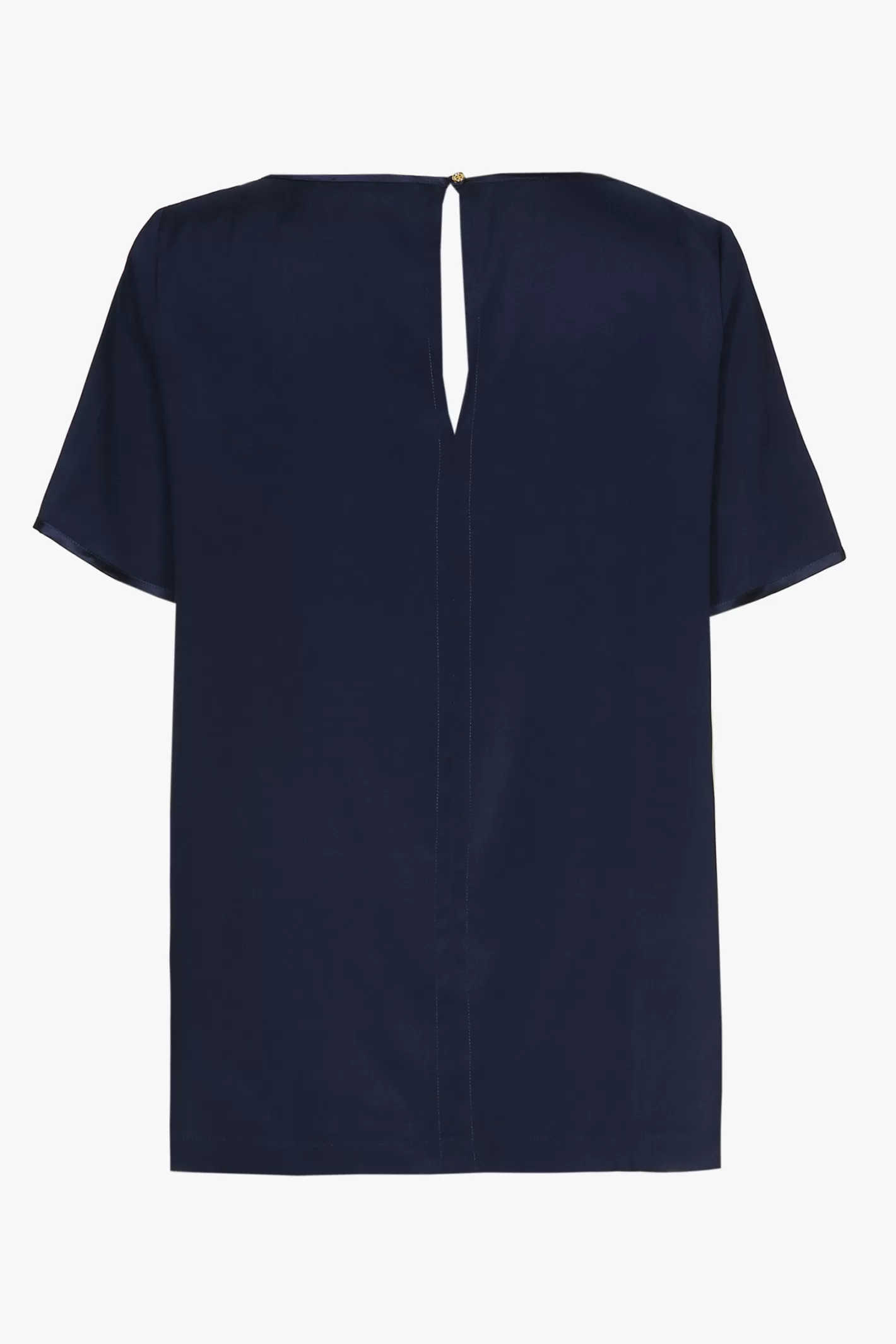 Femme Xandres T-shirt en soie bleu marine à manches courtes