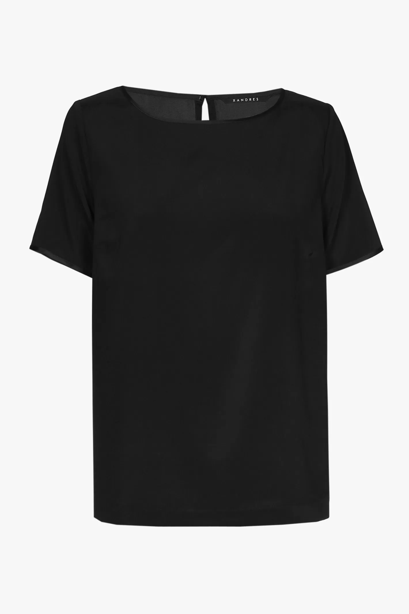 Femme Xandres T-shirt en soie noir à manches courtes