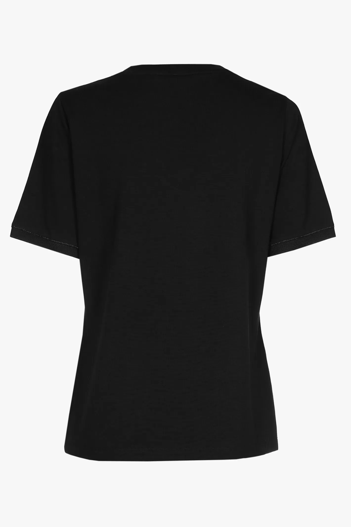 Femme Xandres T-shirt noir à manches courtes et col en V.